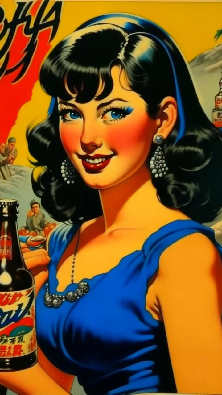 Betty Page art from japanese style 1900 movie. PEPSI