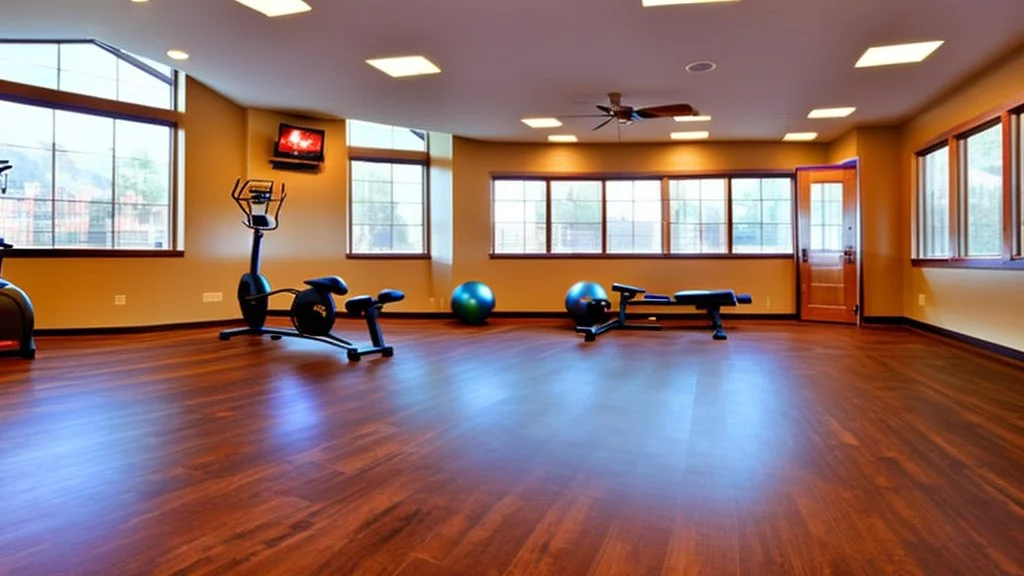 woman filthies wooden floor in workout room