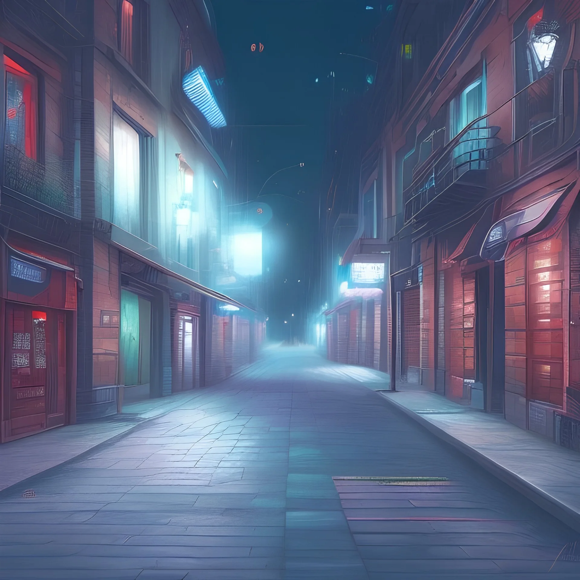 Empty Back street in LA at night , digital painting