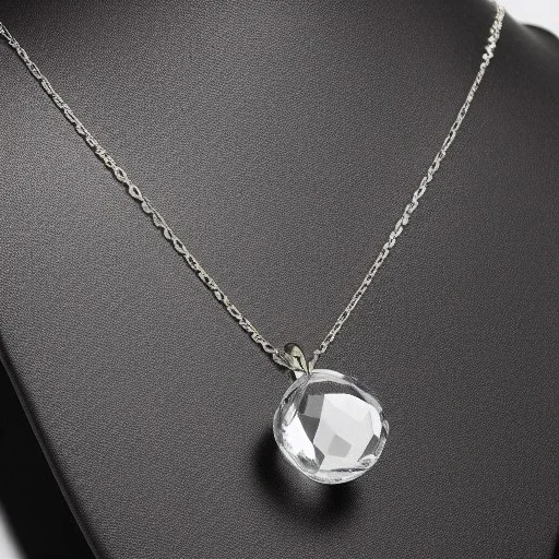 Clear polyester necklace with a simple, elegant design featuring a single, shimmering crystal pendant