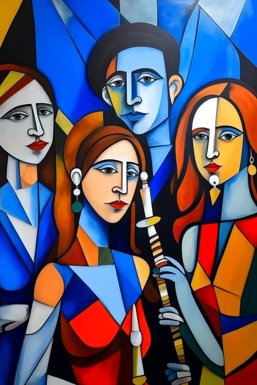 picasso style cubism 5 people