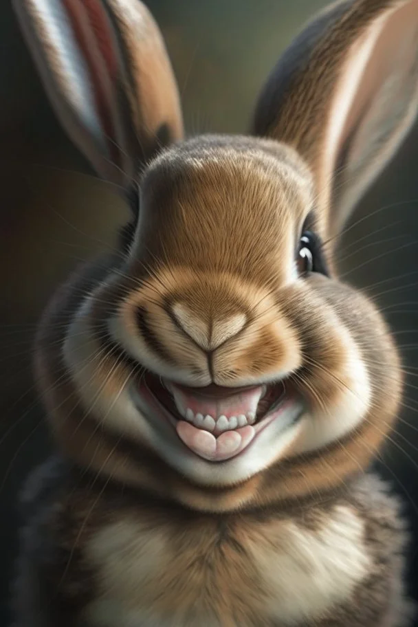 photorealistic bunny smile