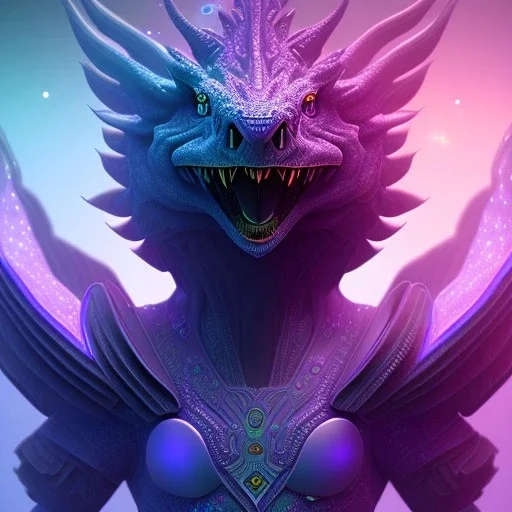 purple mythical creature in galaxy, teal and purple smoke, detailed, realistic, 4k