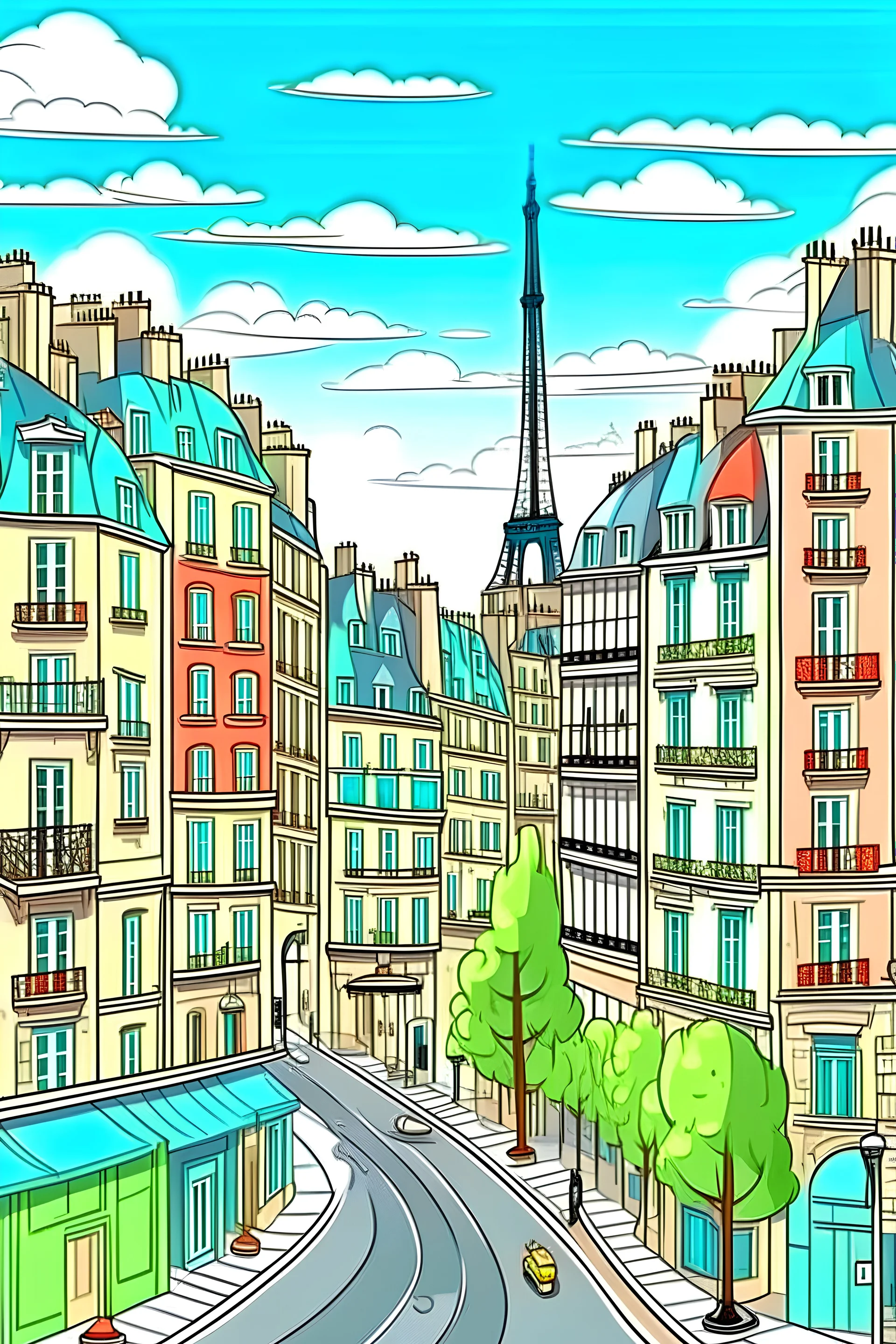 paris city, cartoon style