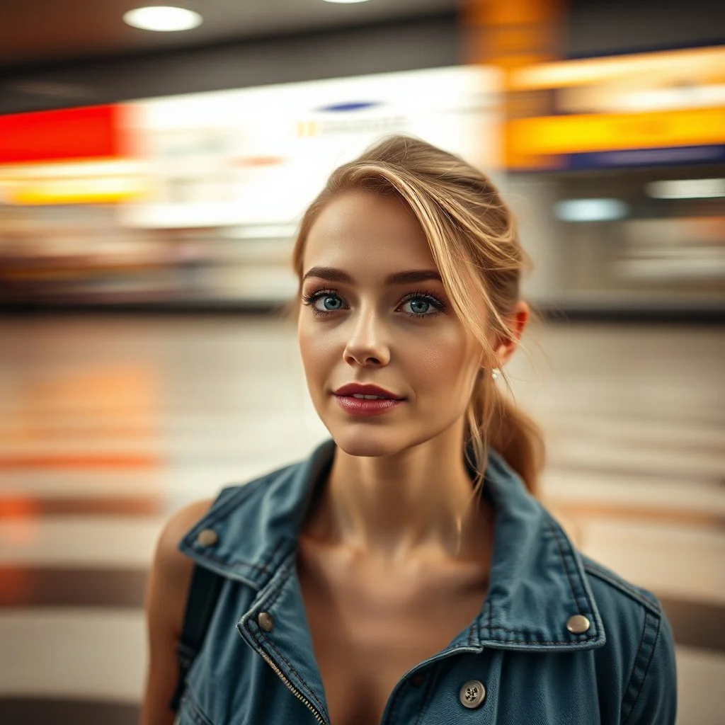 stunning photograph of a beautiful woman shot in HD, hyperrealistic, blurred motion background --ar 1:2 --personalize 2gwf1qc --stylize 750 --v 6. 1