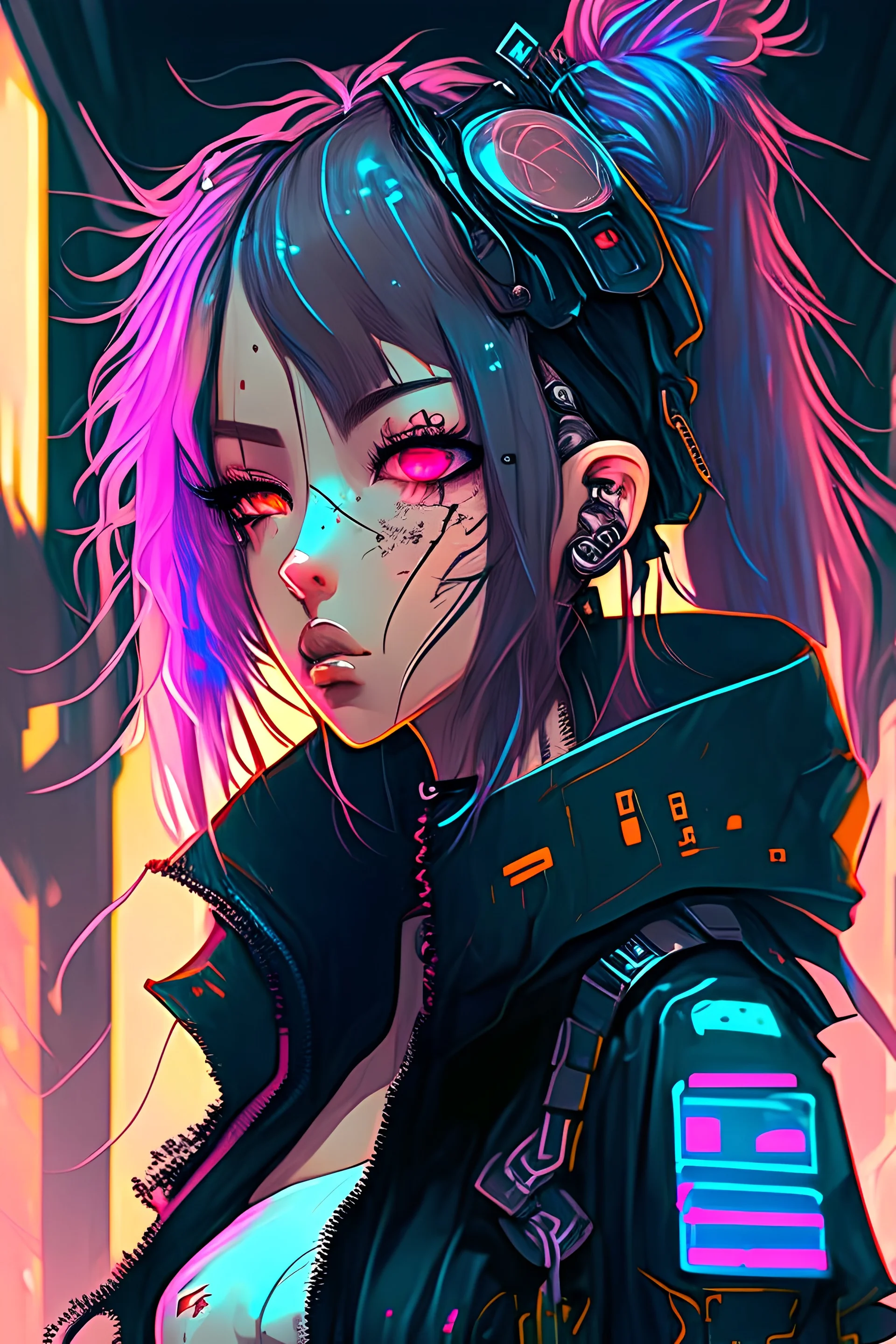 Anime cyberpunk woman, in anime style ar...