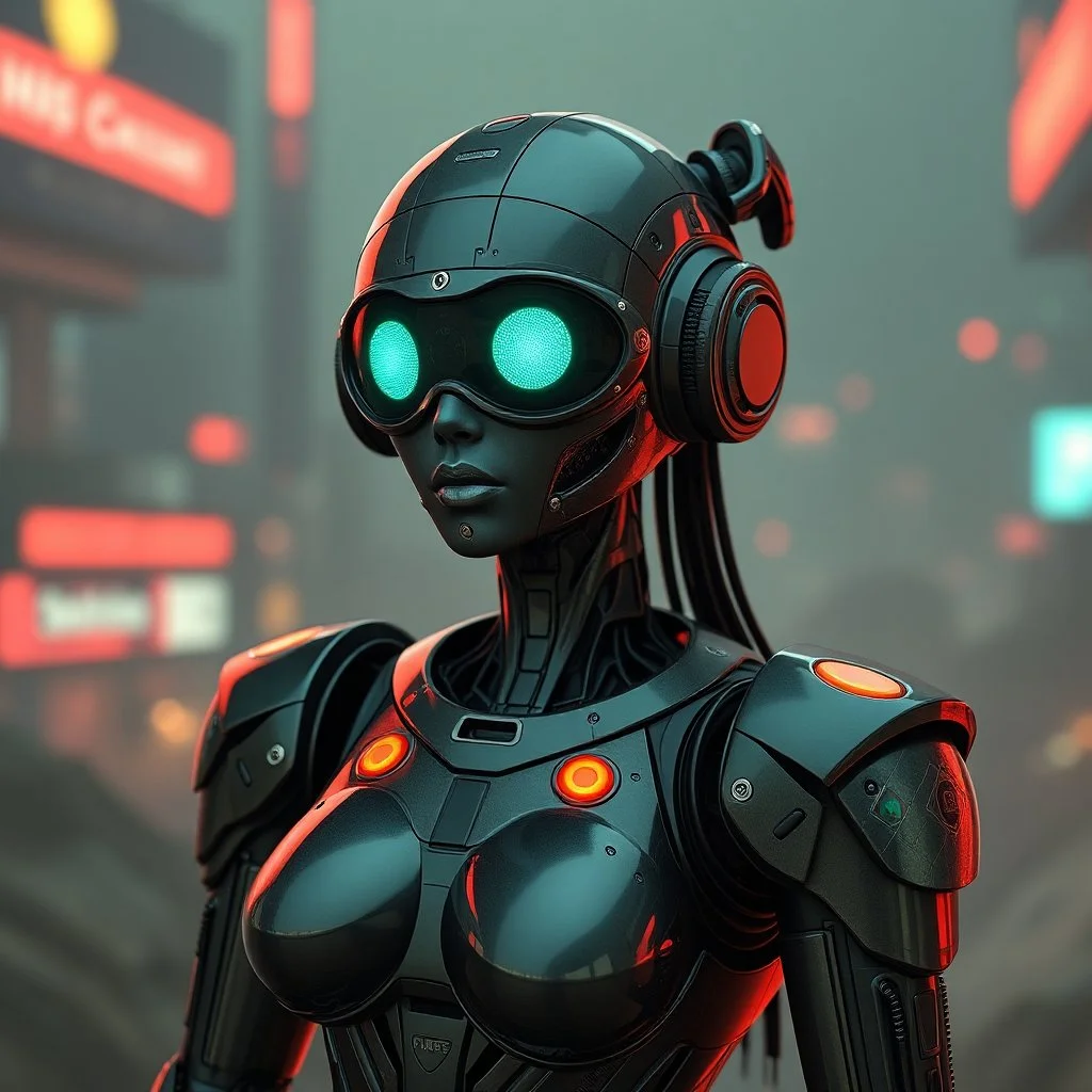 a retro-futuristic feminine android robot, space age, dystopia, stylised, digital art, 3d render