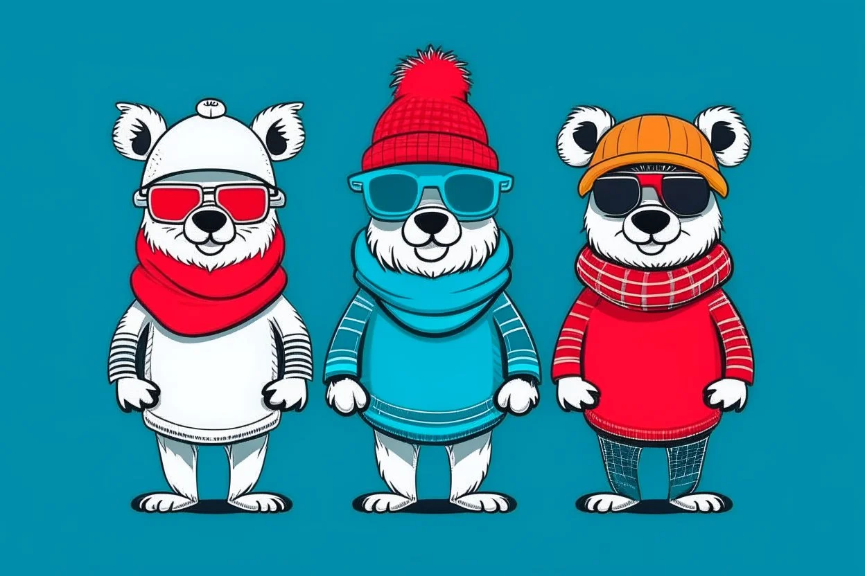 cool fun winter winter wear random design party animal theme simple 3 colours design