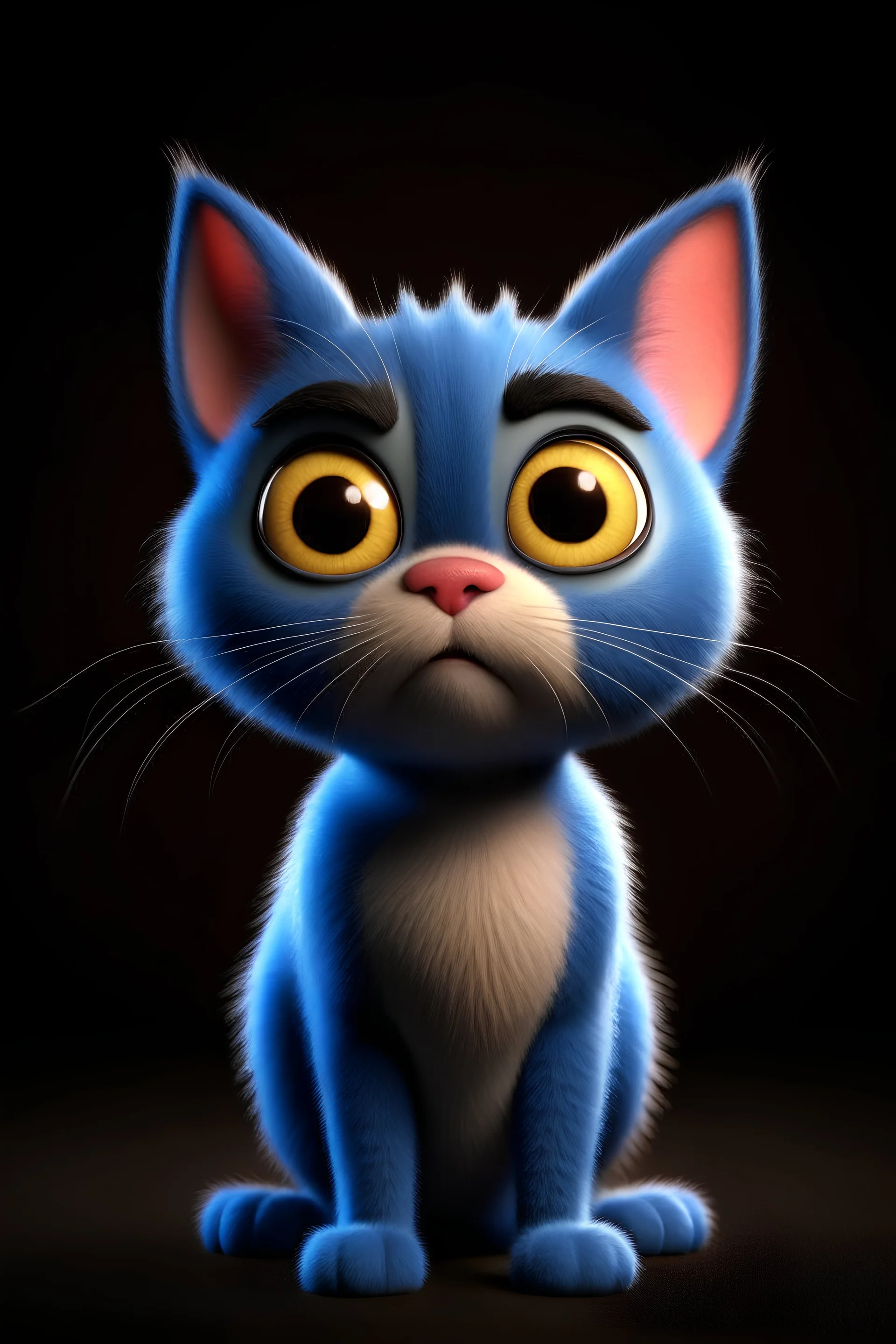 A cat looking at you, pixar style, 3d illustration