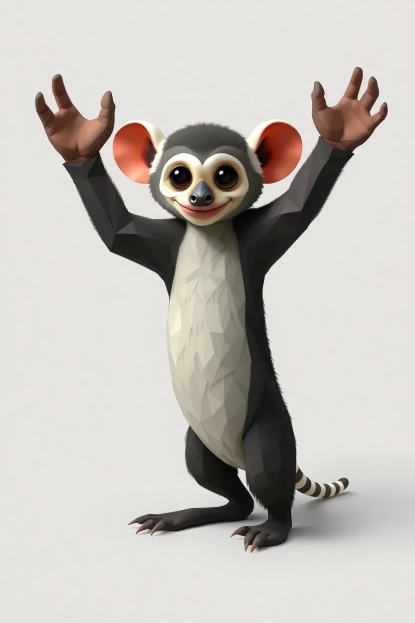hi poly Mud Crab Monkey Opossum T-pose just the character and simple background