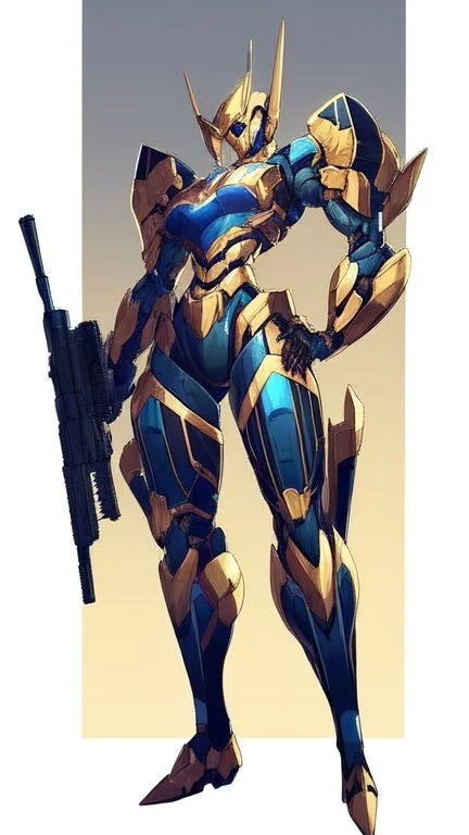 a beautiful robot gold. gun arm