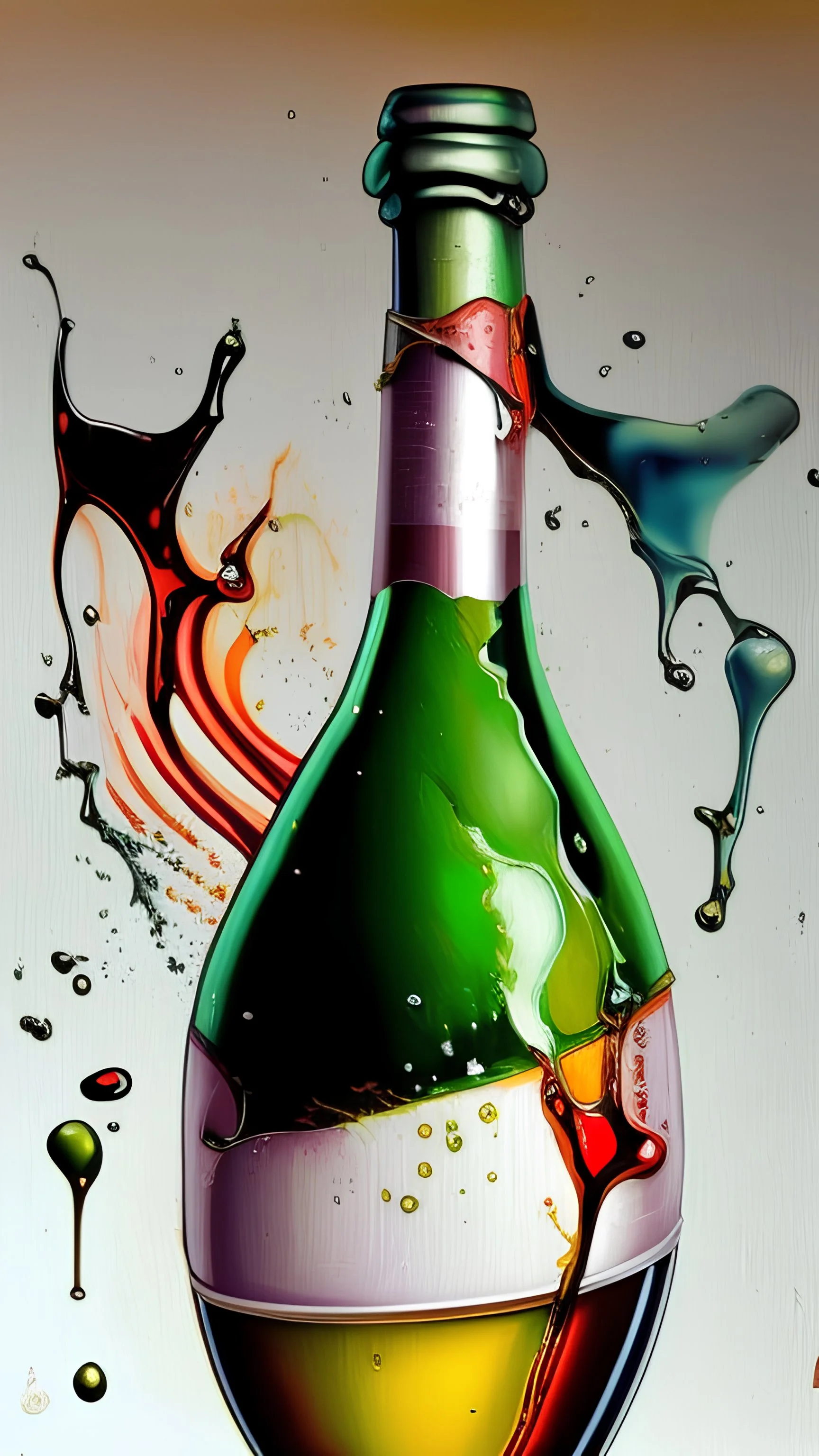 Pintura acrilica de una copa de vino