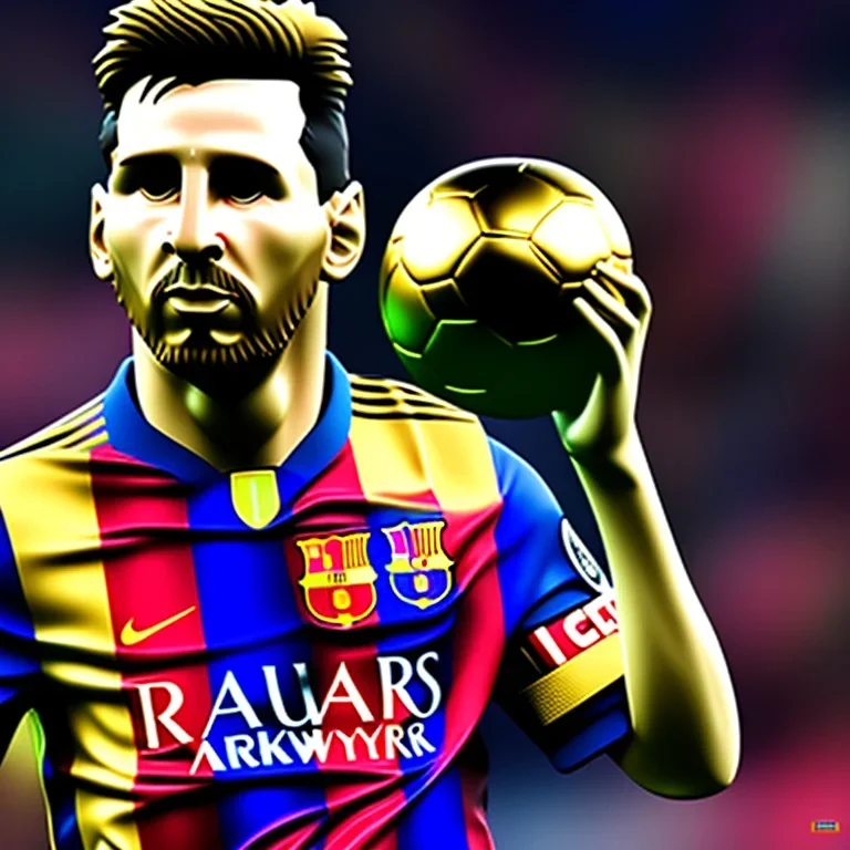 lionel messi golden statue, 8k, render,