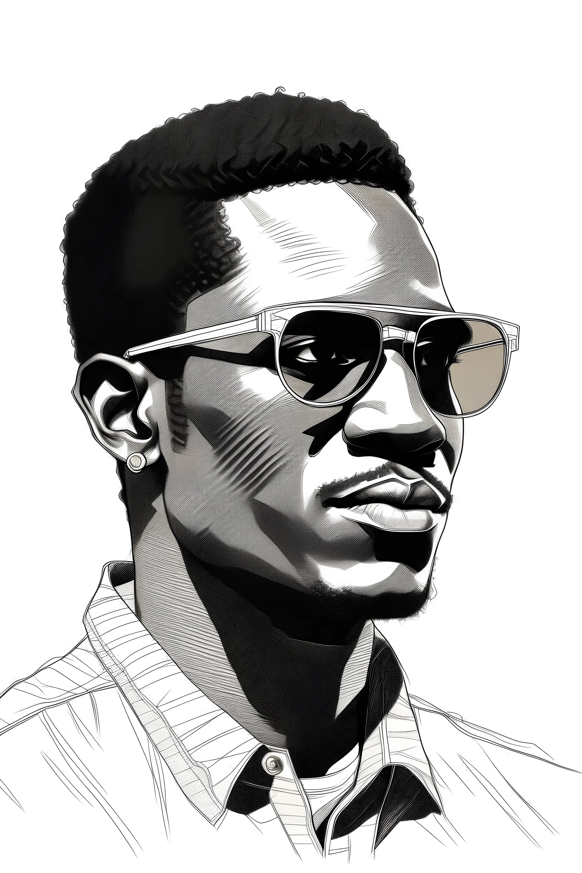 sketch of a black man wearing sunglasses