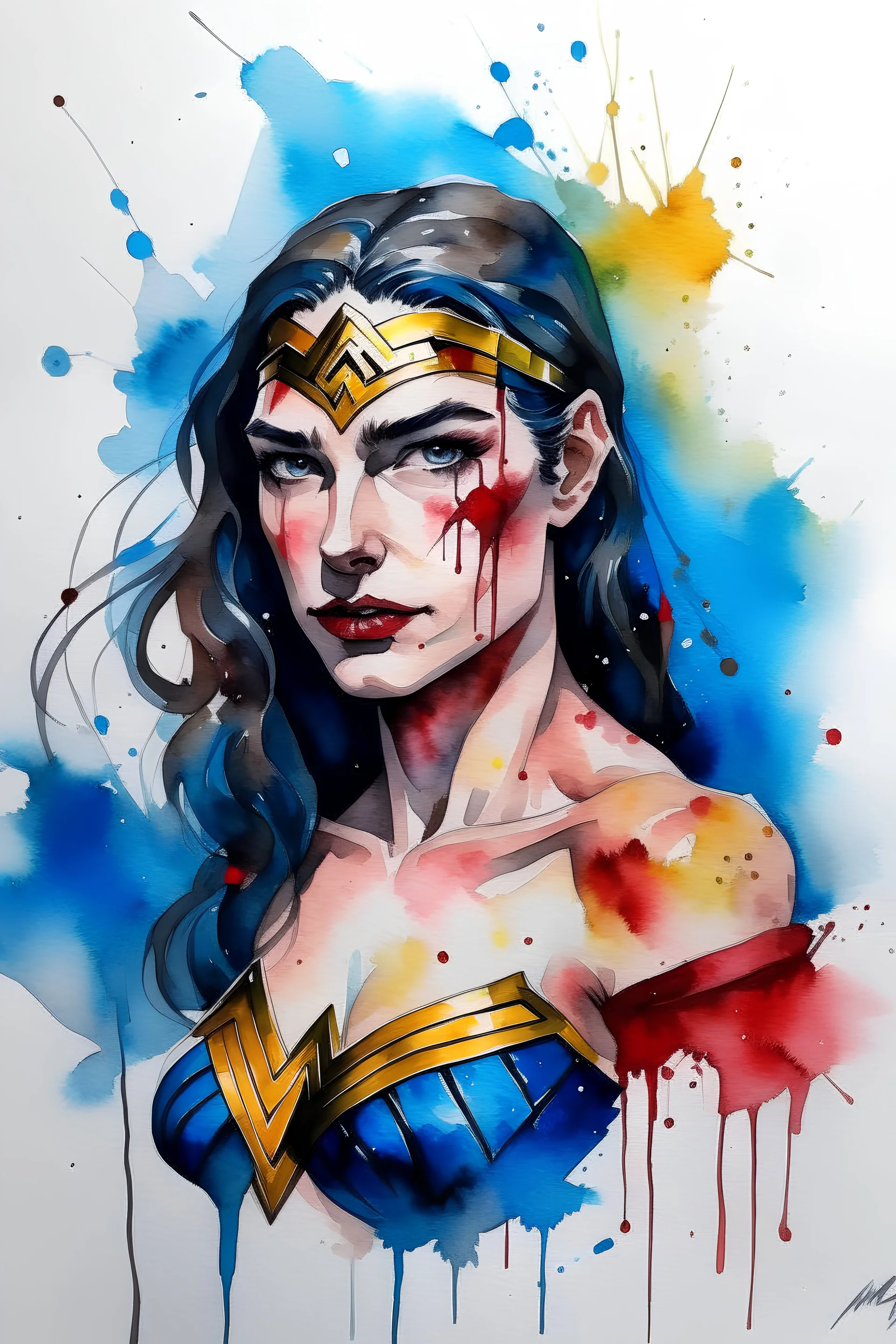 WONDERWOMAN IN WATERCOLOR.