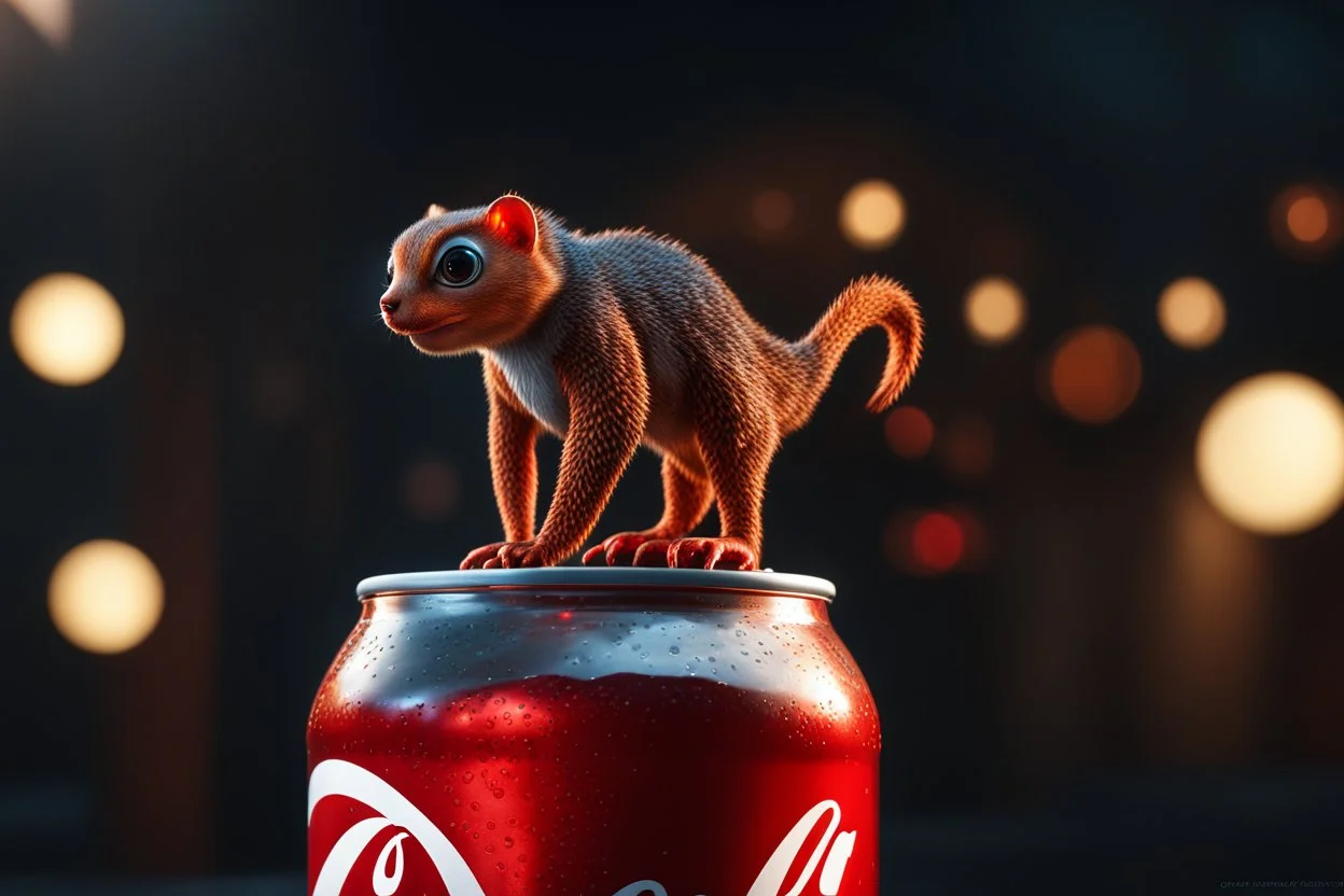 Strange, beautiful creature drinking a Coca Cola, Cinematic lighting, Volumetric lighting, Epic composition, Photorealism, Bokeh blur, Very high detail, Sony Alpha α7, ISO1900, Character design, Unreal Engine, Octane render, HDR, Subsurface scattering