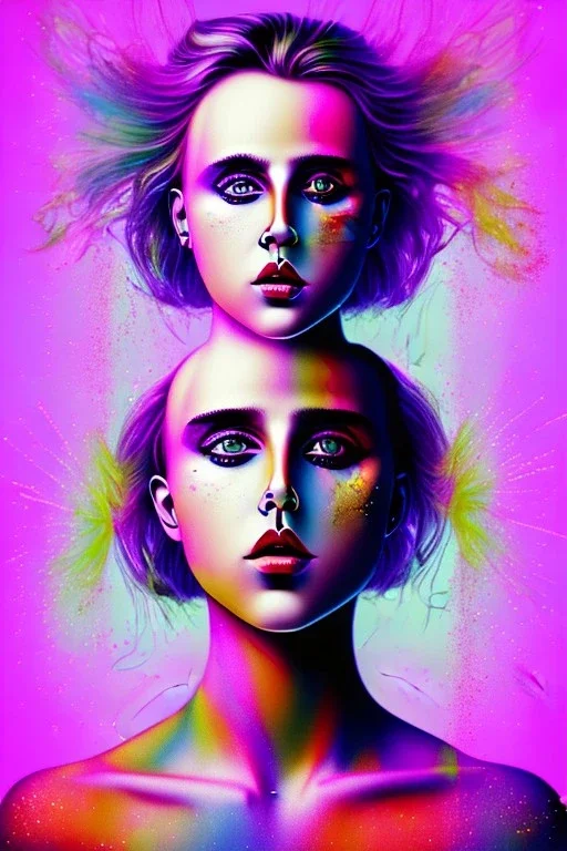 Danish singer MØ face, Abstract Expressionism, purple tones,