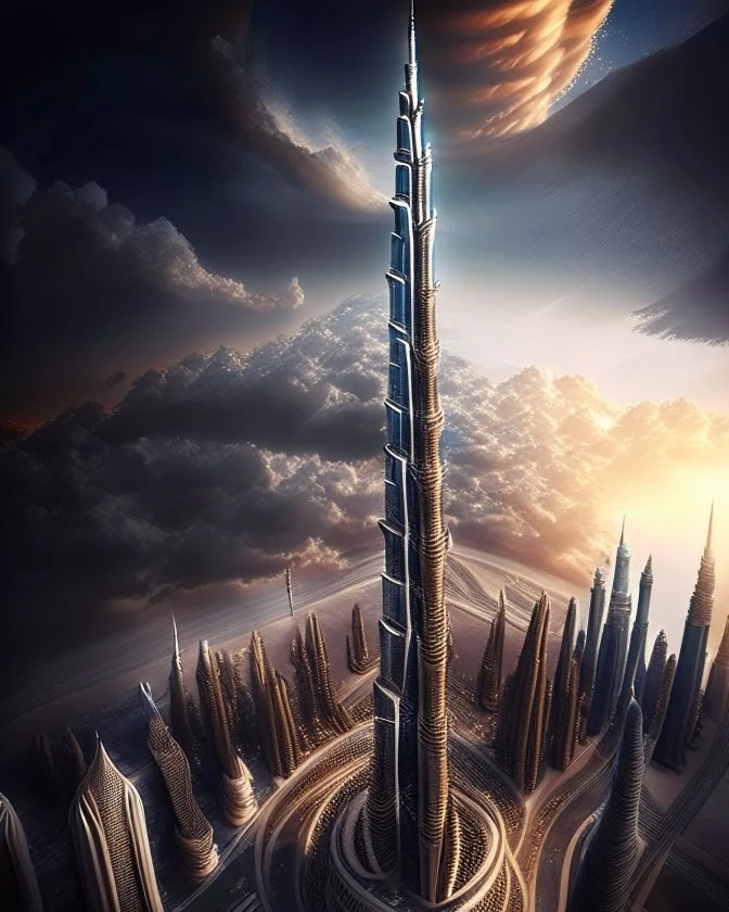 Burj Khalifa building hyper-realistically detailed digital art