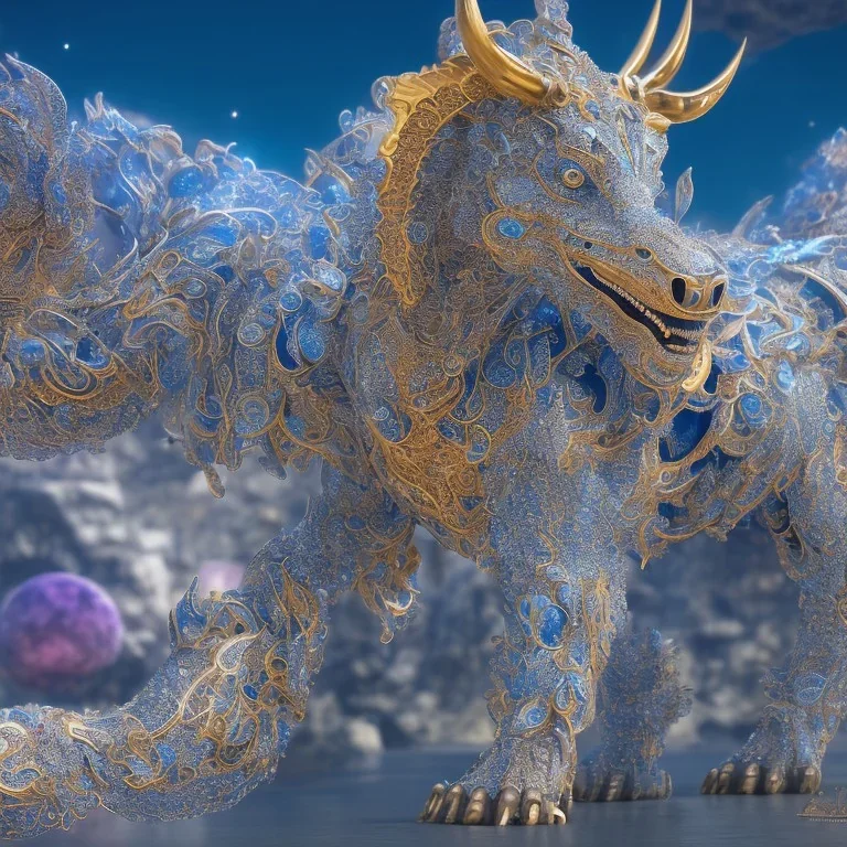 A portrait of a crystalline beast, mythical,fantasy , magnificent, majestic, highly intricate, Realistic photography, incredibly detailed, ultra high resolution, 8k, complex 3d render, cinema 4d