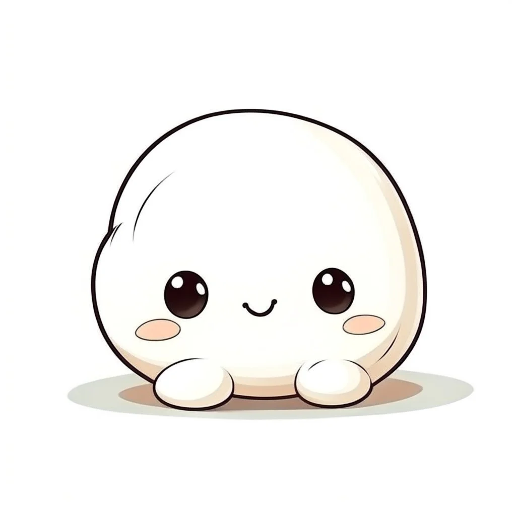 drawing of cute small mochi character on white background