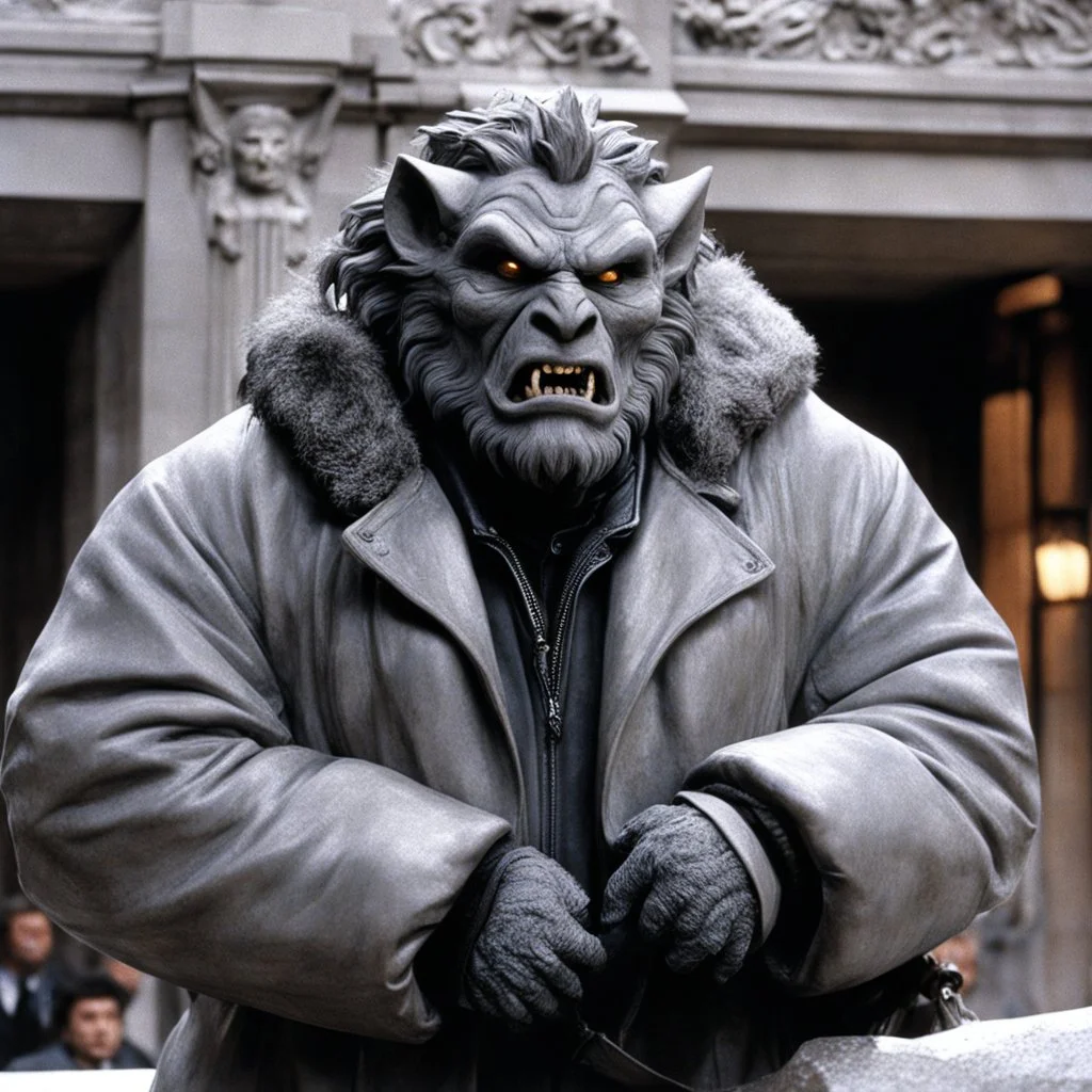 [photo from The Thing (1982)] A man in an unremarkable gray jacket scales the marble face of Central Trust Bank. His mask is a grotesque gargoyle, snarling like living stone under the streetlights. Duffel bags hang heavy at his side, burdened with tools of intrusion. A glimpse beneath his coat reveals the cold gleam of a firearm.