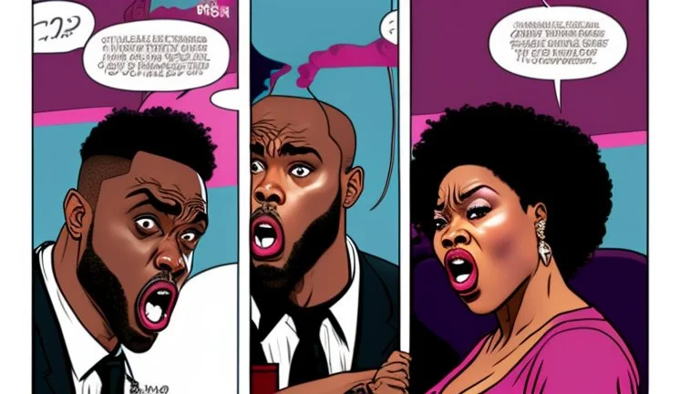 2 panels: one with an angry black lady screams on phone the other panel shows Tyrone using a sybian