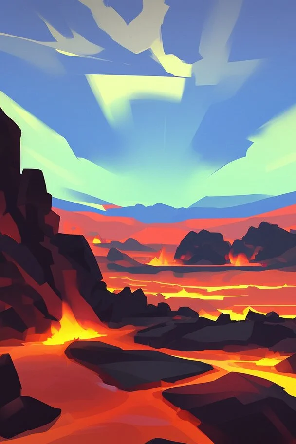 an simple inferno landscape with rocks