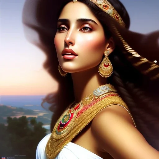 photo of a gorgeous young middle-eastern woman in the style of stefan kostic, realistic, sharp focus, 8k high definition, insanely detailed, intricate, elegant, art by stanley lau and artgerm, William-Adolphe Bouguereau