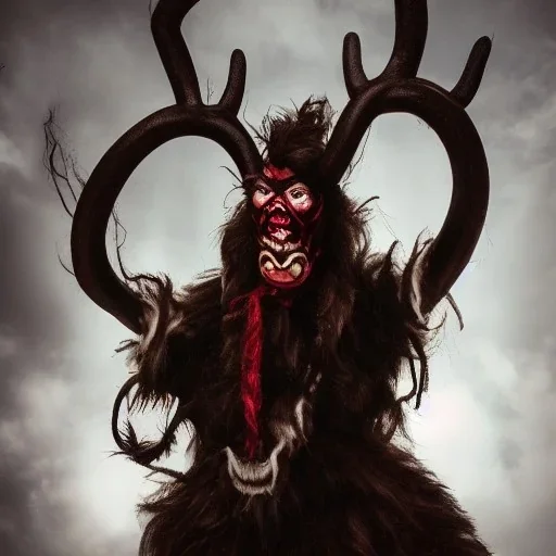 Wa-vy, epic photo of a humanoid krampus, ultra realistic, cinematic