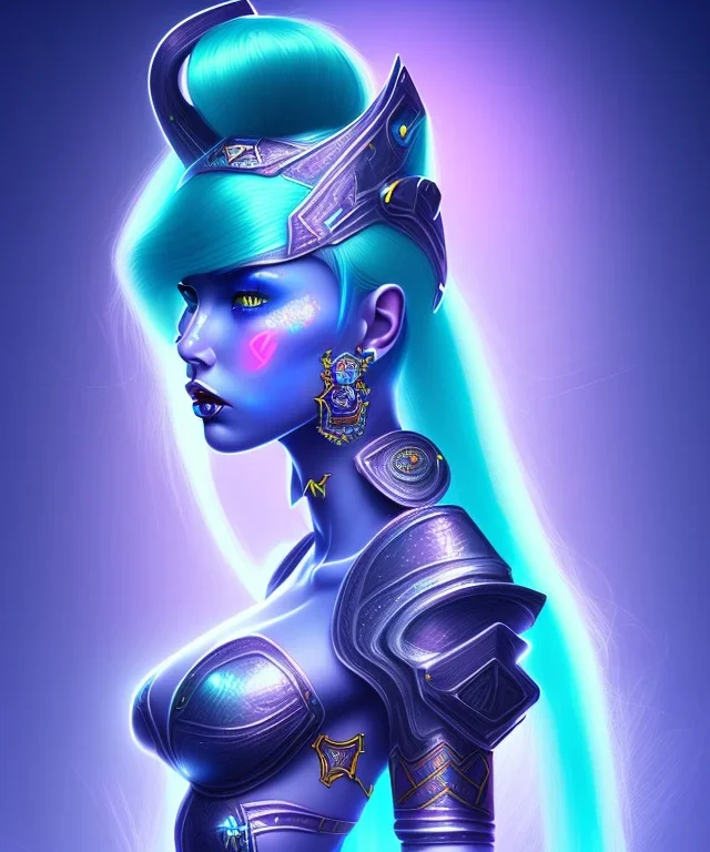 Sexy alien princess warrior blue skin neon hair diamont outfit