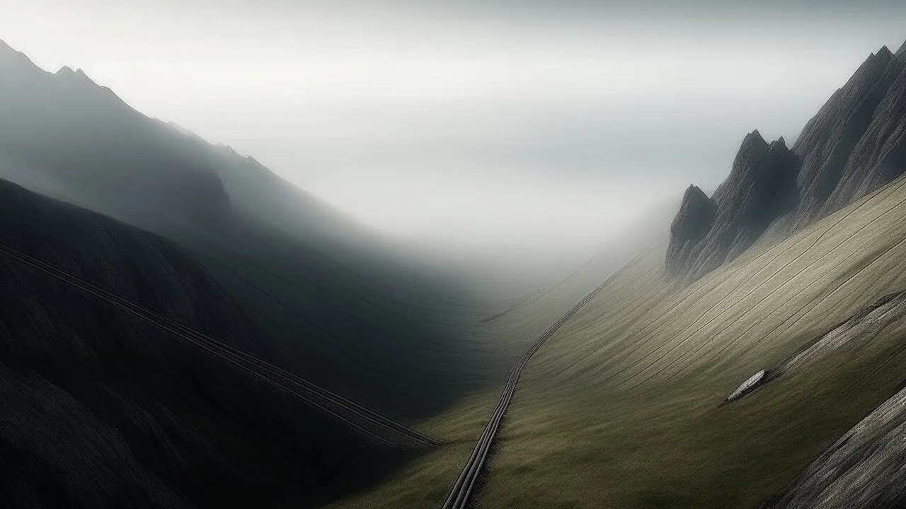 mystical straight line between features of landscape