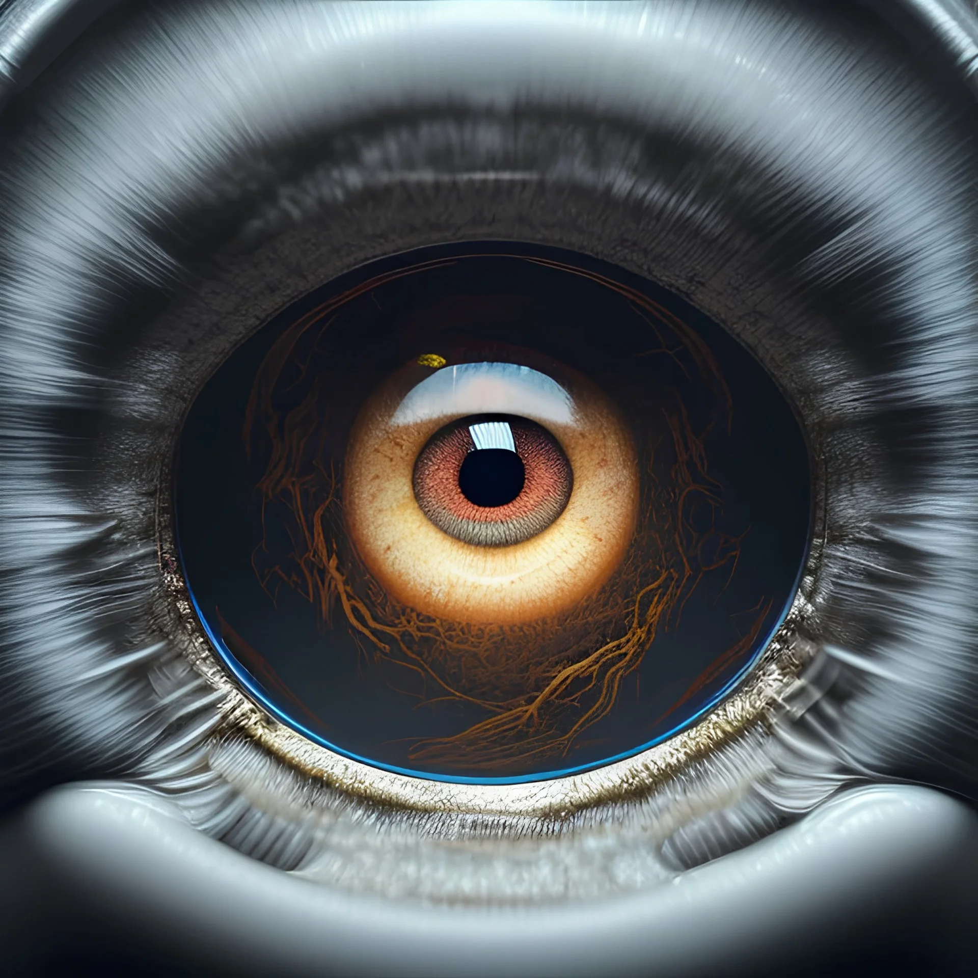 screaming face inside pupil of eye, realistic, intricate, 8k resolution, high-quality, fine-detail, digital art, detailed matte, volumetric lighting, dynamic lighting, photorealistic