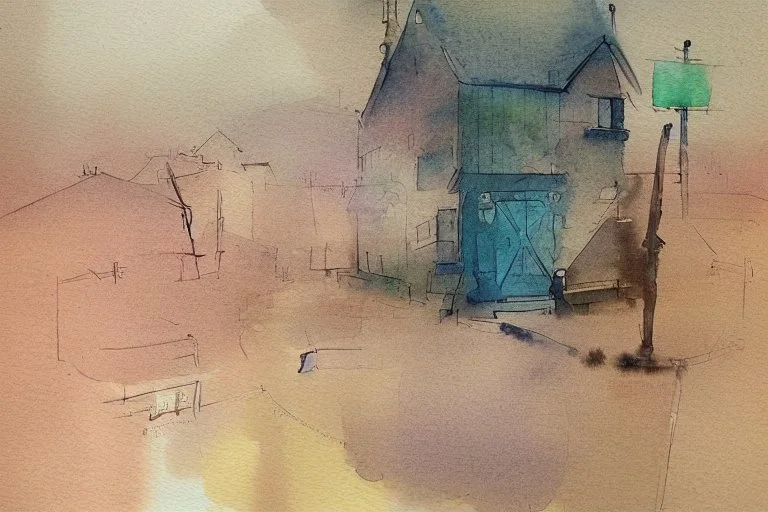 Watercolour of English cottage in the style of john lovett