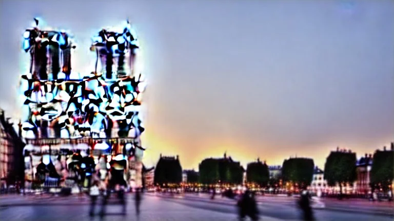 A police Tesla Cybertruck is chasing a Tesla 'Model S Plaid' at top speed, by the Notre-Dame Cathedral, in Paris. CINEMATIC. WIDE ANGLE LENS. PHOTO REAL.