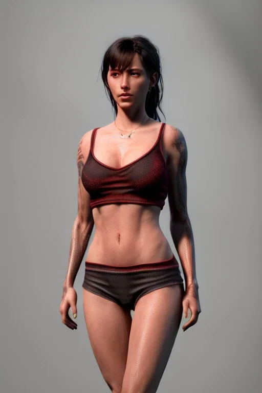 Ultra Realistic image, 25 years old brunette woman, Madrid, portrait, small stature, s size phofisan body, small chest, yakuza body tattoo, vibrant color, highly detailed, art stations, concept art, smooth, unreal engine 5, god rays, ray tracing, RTX, lumen lighting, ultra detail, volumetric lighting.