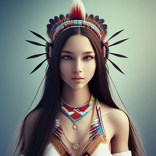 Native American girl, cute, beautiful, long hair, brown eyes, black hair, smiling