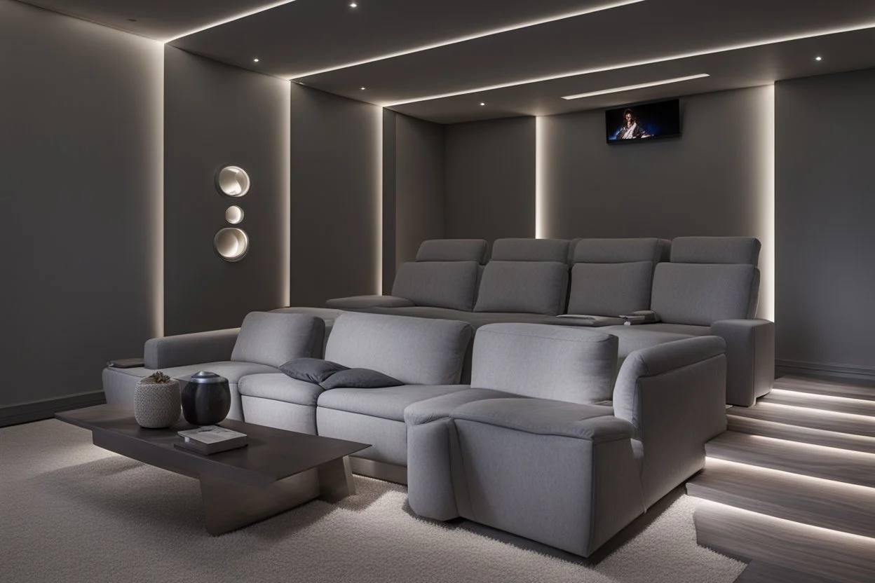 home cinema room with LED lighting in the walls make sure the room is completely symmetrical