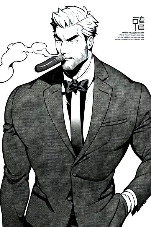 businessman smoke cigar in the dark, greyscale