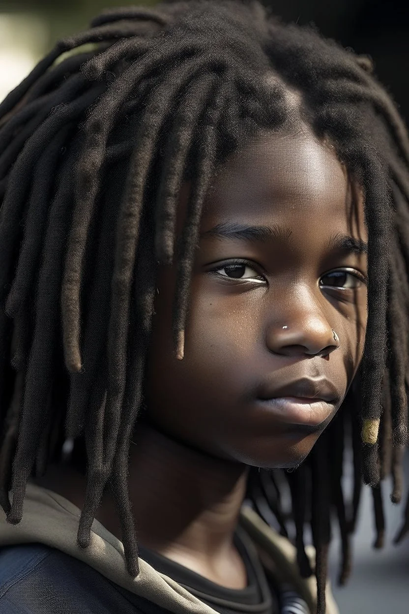 Dark skin teen with dreads