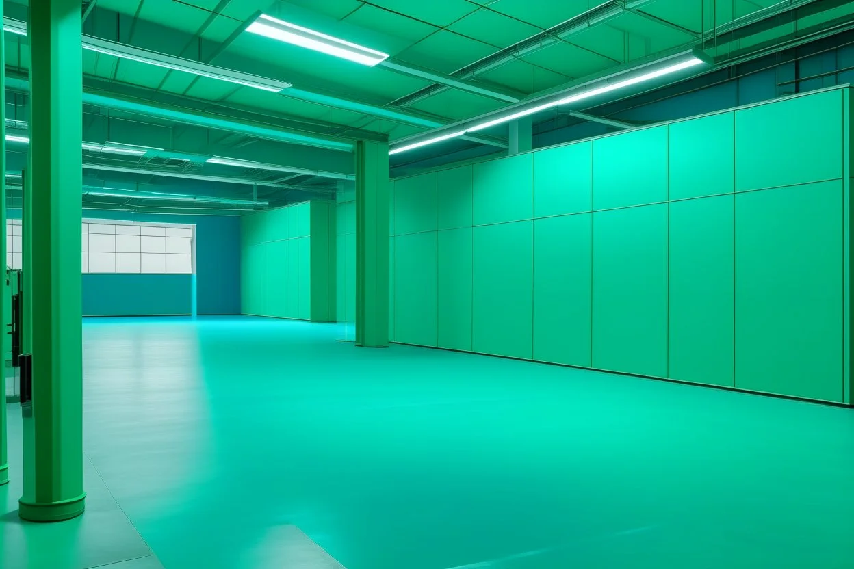 A bluish green facility zone made out of gel painted by Karl Wiener