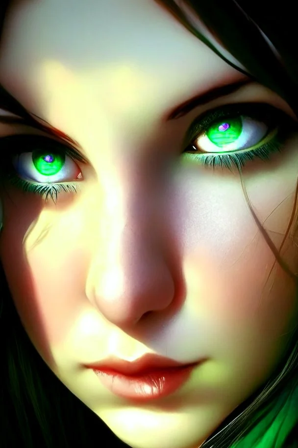 beautiful fantasy cartoon gaming green eyes