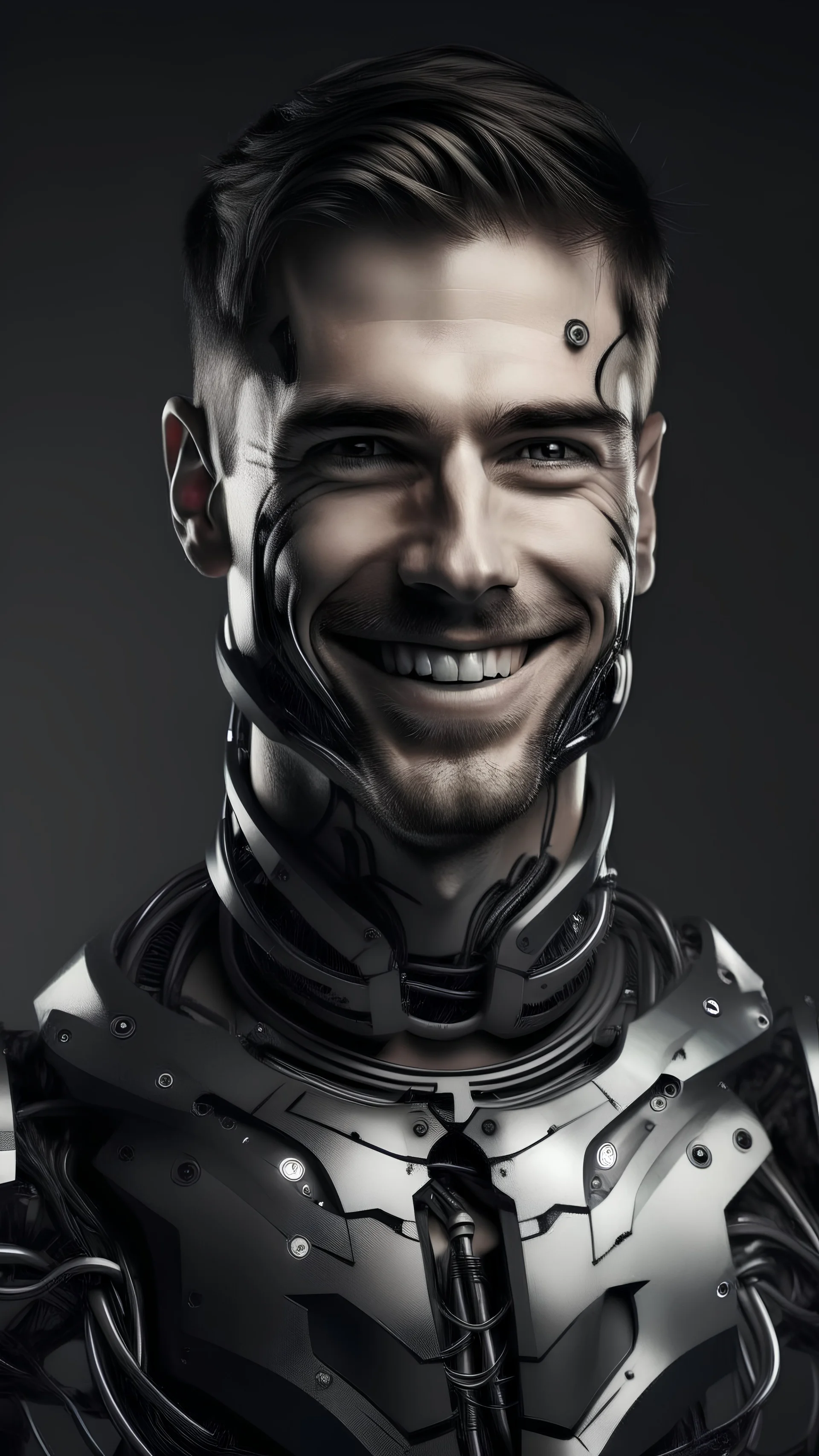 handsame smiling cyborg man