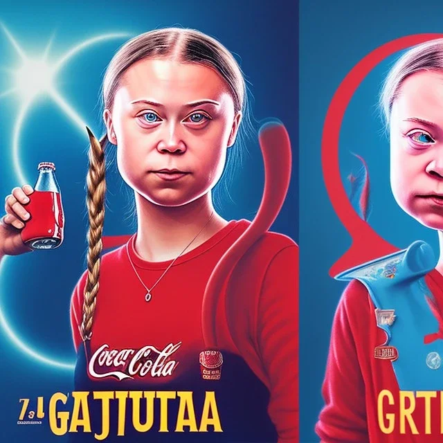 portrait of Greta Thunberg vs coca-cola