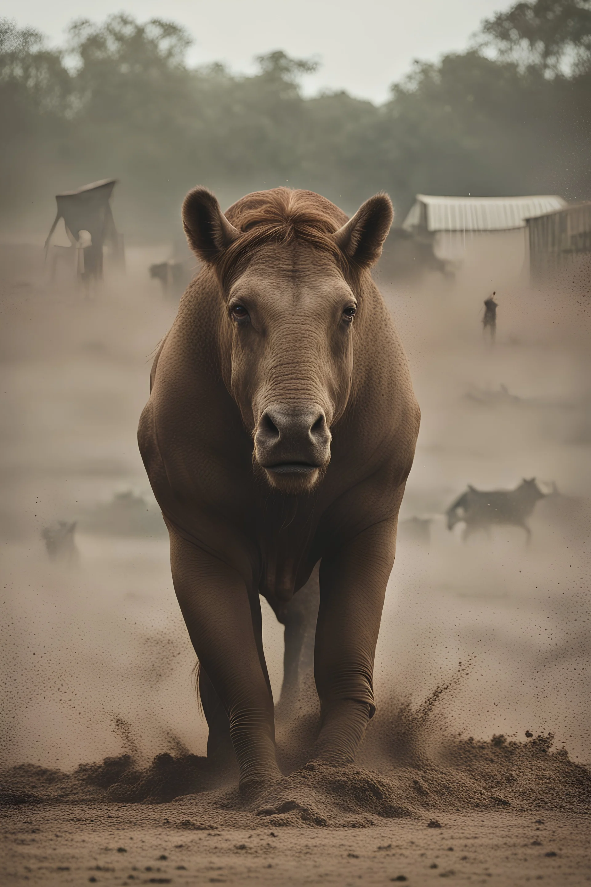 a large animal that is standing in the dirt