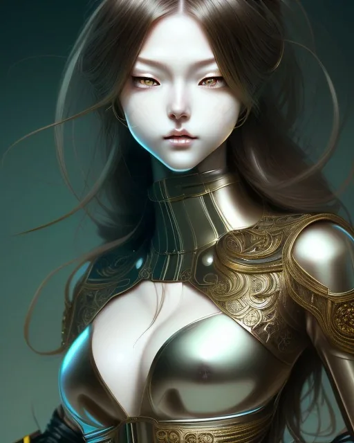 Detailed anime Kunoichi girl, long brown hair, green eyes, black latex bodysuit, intricate detail, portrait, keep head in frame, smile, black Japanese motif, concept art, highly detailed, digital painting, concept art, sharp focus, illustration, art by Yoji Shinkawa, WLOP and greg rutkowski and alphonse mucha and artgerm and yanjun Chen and Junji ito and Makoto Shinkai, HDR, octane render