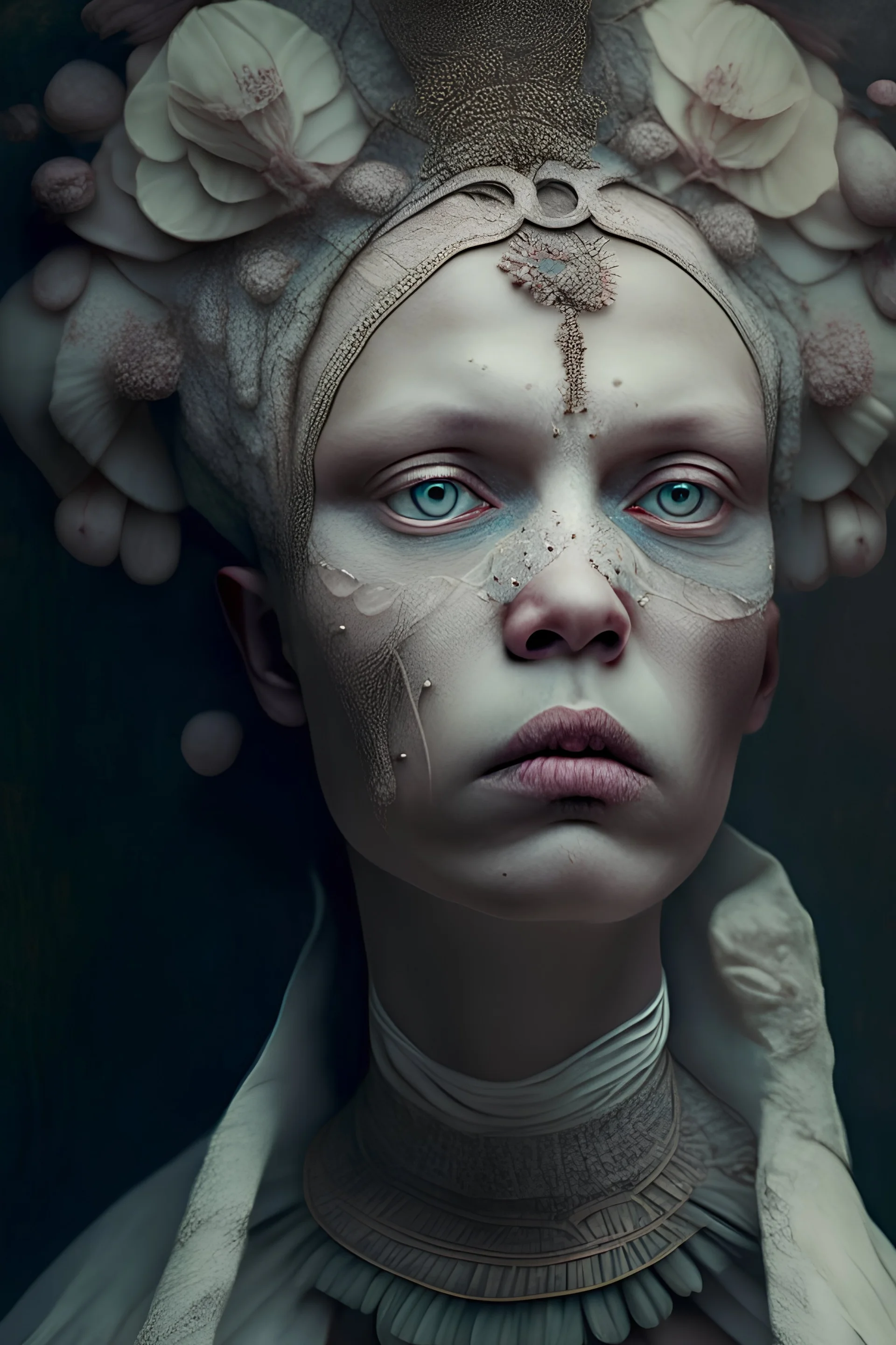 a photographic uncanny portrait of forgotten ancestor, insane details, soft colors