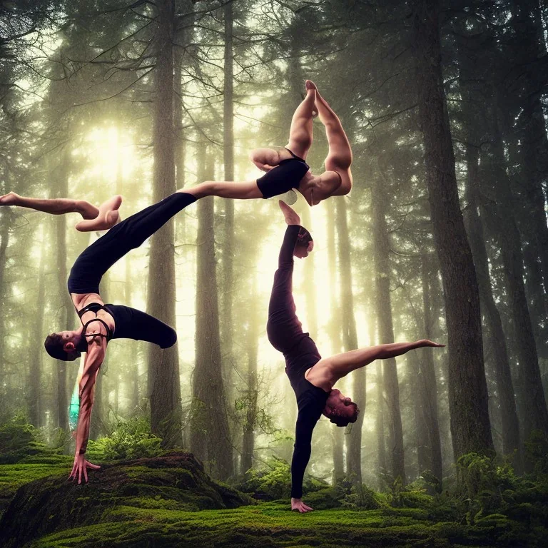 acro yoga dans la forêt