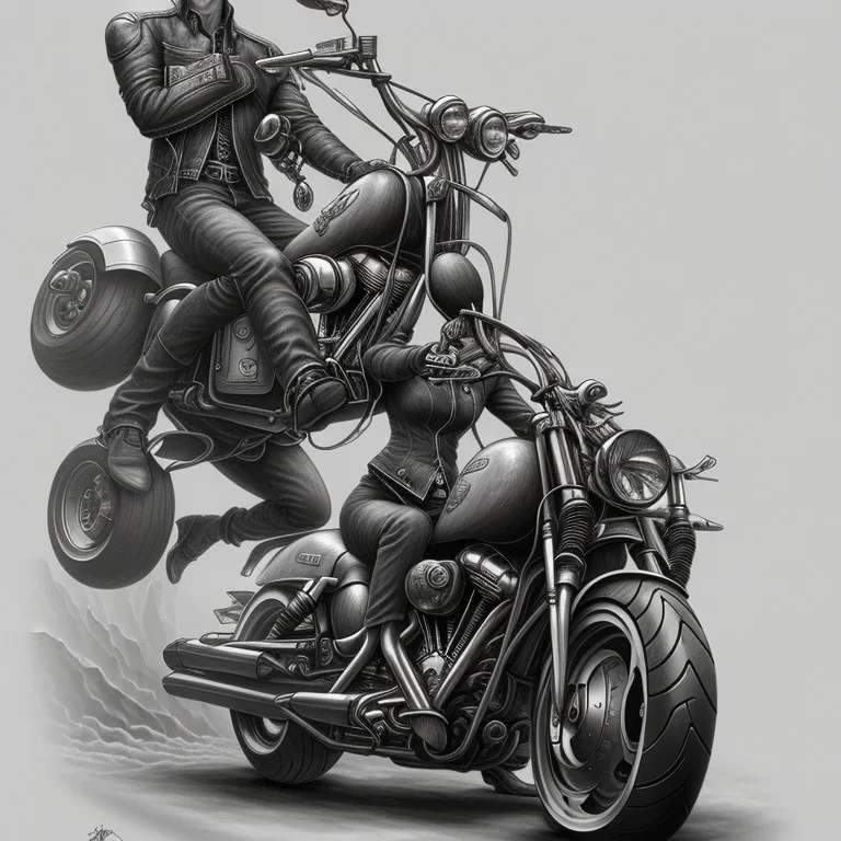 technical concept study, pencil sketch, harley davidson, A Motorcycle champion sitting on a motorcycle ,From the side