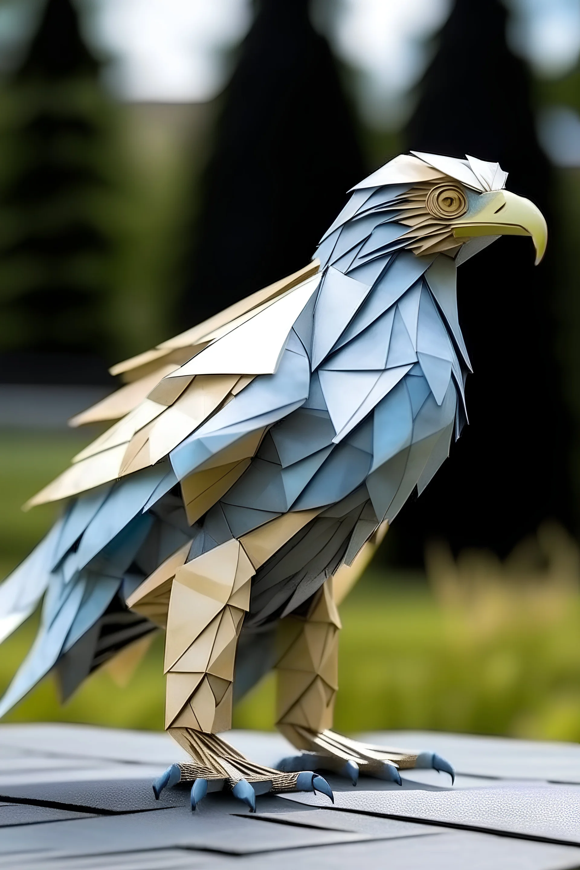 an origami eagle in a real world