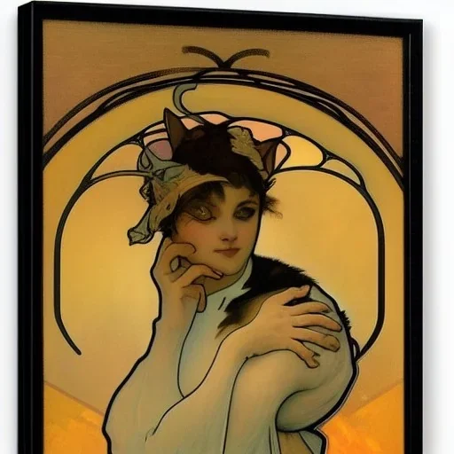 Portrait of a cat by Alphonse Mucha